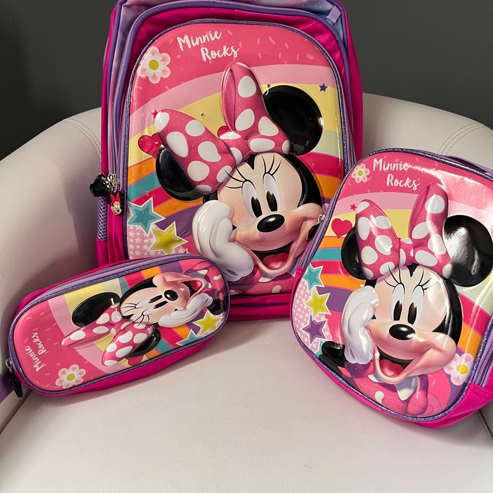 Minnie Mouse Pink Kids Backpack Set